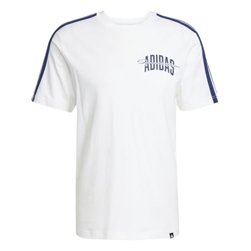Adidas Men's Collegiate Script Graphic T-Shirt, White, Medium