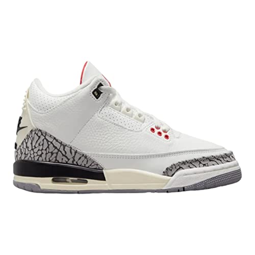 Nike Air Jordan 3 Retro White Cement Reimaged Grade School Summit White/Fire Red-Black DM0967-100 7Y, 7 Big Kid