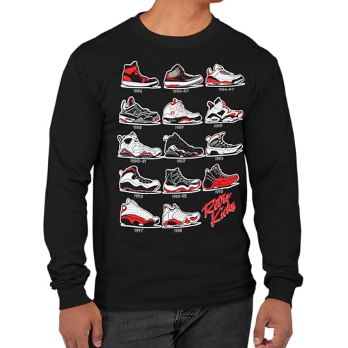 Long Sleeve T-Shirt to Match Jordan 1 2 3 4 5 6 7 8 9 10 11 12 13 Men's Graphic Tees Black