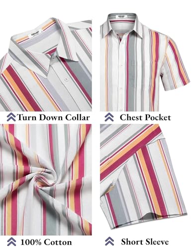 COOFANDY Men's Hawaiian Shirt Short Sleeve Floral Button Down Shirts Tropical Holiday Beach Shirts Untucked