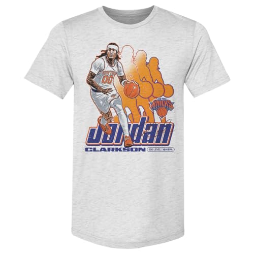 500 LEVEL Jordan Clarkson New York Knicks Retro Men's Premium T-Shirt (Tri Ash, Large)