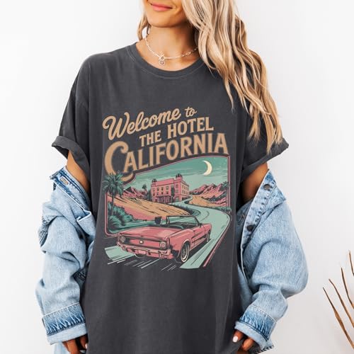 FITIN Retro 70s Rock Shirt, Vintage Washed Tee California Graphic, Road Trip Desert Art T-Shirt