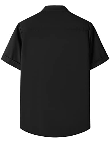 JOGAL Men's Bowling 50s Rockabilly Button Down Shirt Black Red X-Large