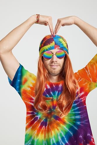 Gionforsy Hippie Costume Outfit for Men Women 60s 70s Costume Accessories