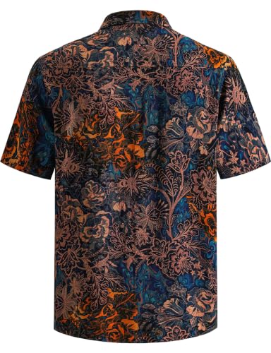 TIXMIE Mens Hawaiian Shirts Casual Short Sleeve Button Down Retro Shirts