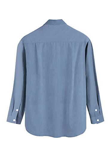 Bowling Shirt for Men Retro Long Sleeve Button Down Shirts Geometric Stripe Print Fall Camp Tops