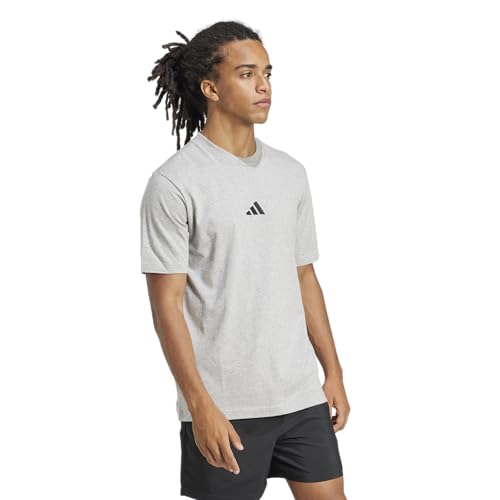 Adidas Men's Essentials Small Logo Sportswear T-Shirt, Medium Grey Heather/Black, Medium