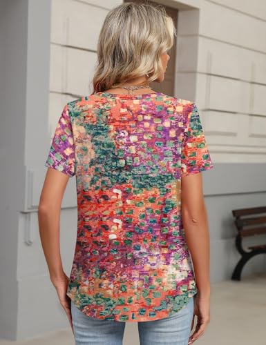 TCOT V Neck Shirts for Women Casual Short Sleeve Trendy Tops Blouses M