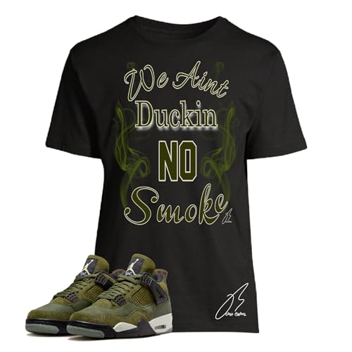 Shirt To Match Jordan Retro 4 Craft Medium Olive Green,Smoke Unisex Sneaker Graphic Tee,Best Gift,Christmas (S, Black)
