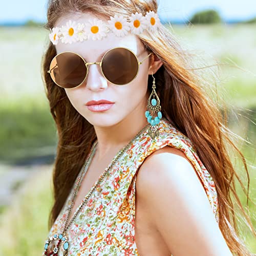 Hicarer 4 Pcs 70s Hippie Accessories for Women Party Costume,White
