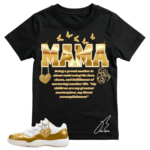 Shirt to Match 11 Mother's Day/Gold, Shoe Coordinating Graphic Tee, Best Gift, Mens Clothing, Unisex Tops (US, Alpha, 3X-Large, Regular, Regular, Black)