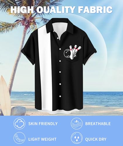 Deer Lady Mens Bowling Shirts Vintage Retro Summer Beach Button Down Shirt