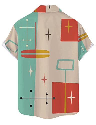 QIVICIMA Men's 50s Rockabilly Retro Bowling Shirt, C63 Retro, XL