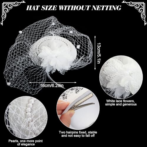 Heliltd 5Pcs Fascinators for Women Tea Party Fascinator Hat for Women Veil Tea Party Hats and Gloves Set