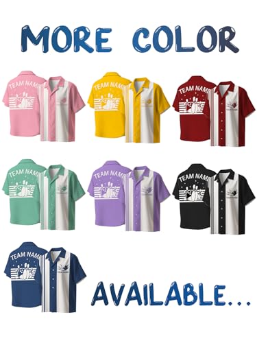 Custom Retro Button-Up Bowling Shirts for Men Women Personalized Team Name & Contrast Design Vintage Style for Bowling Teams