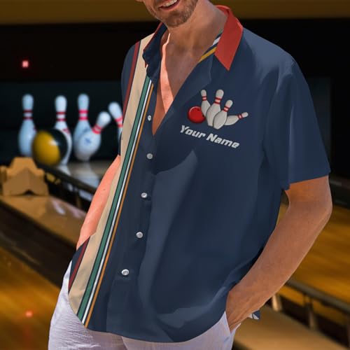 Custom Bowling Shirts for Men Vintage Retro Personalized Team Name Shirt