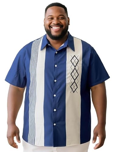 Big and Tall Shirts for Men Causal Button up Shirts Short Sleeve Vintage Summer Beach Vacation Work Shirts Plus Size