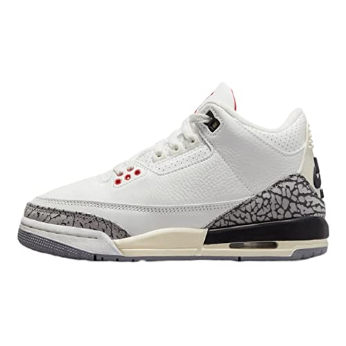 Nike Air Jordan 3 Retro White Cement Reimaged Grade School Summit White/Fire Red-Black DM0967-100 7Y, 7 Big Kid