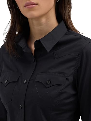 Wrangler Western Women's Retro Button-Down Shirt, Black, Medium