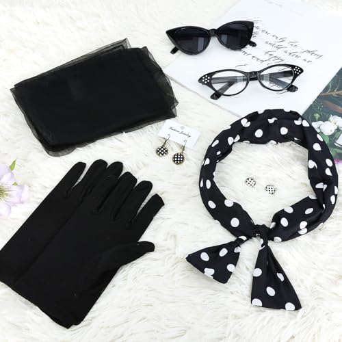 Bcxfbxd 7 Pcs 50's Women Costume Accessories Set for Girls