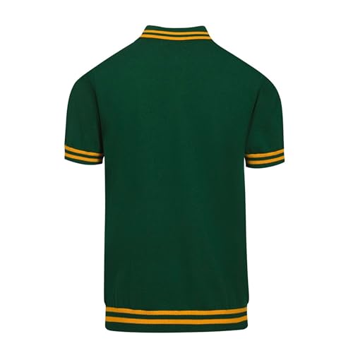 OXKNIT Knit Polo Shirt for Men, Retro Tiger Pattern Green Shirt Quarter Button Down Short Sleeve Men's Clothing