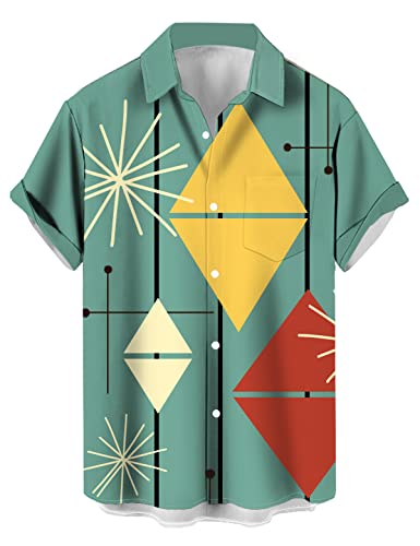 QIVICIMA Men's 50s Rockabilly Retro Bowling Shirt, A7-Retro, S