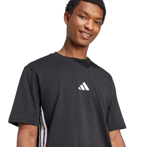 Adidas Men's Essentials 3-Stripes Sportswear T-Shirt, Black/White, Large