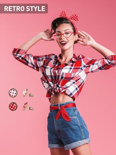 Aneco 6 Pack 50s Set Chiffon Scarf Cat Eye Glasses Bandana Tie Headband Earrings(Red)