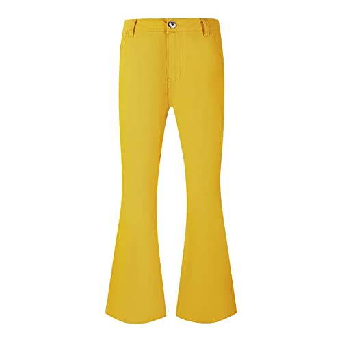Wbestwind Men's Relaxed Stretch Vintage 60s 70s Bell Bottom Pants Fit 70s Disco Outfits Comfort Flared Retro Leg,Flo,TAG XL Yellow