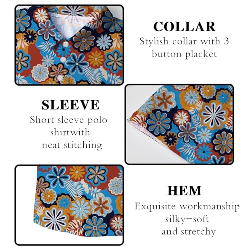 70s Outfits for Men Funny Golf Shirts for Men Short Sleeve Golf Polo Shirts Mens 70s Outfit Funny Hawaiian Golf Shirt Medium