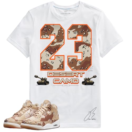 Shirt To Match Retro 3 Desert Camo, Gametime Unisex Sneaker Graphic Tee,Best Gift,Birthday (M, White)