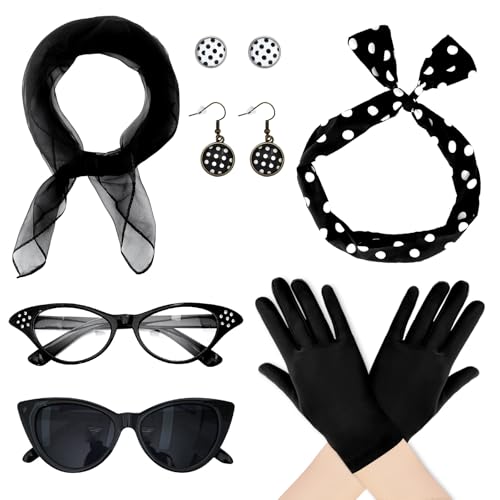 Bcxfbxd 7 Pcs 50's Women Costume Accessories Set for Girls