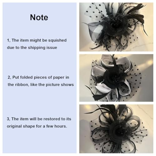 Fascinators Hats 20s 50s Pillbox Hat Cocktail Tea Party for Women (Black, One Size)