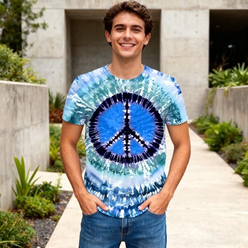 Mens Hippie Peace Sign T Shirt 60s 70s Vintage Short Sleeve Casual Tee