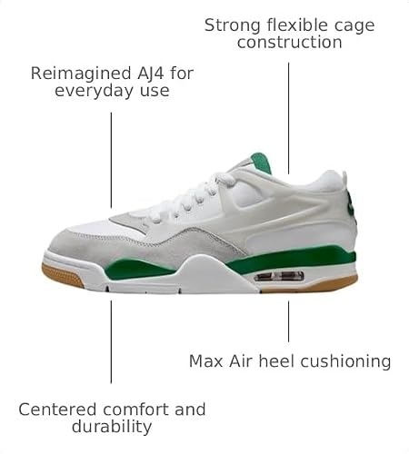 Air Jordan 4 RM Men's Shoes (FQ7939-103, White/Neutral Grey/Wolf Grey/Pine Green) Size 9