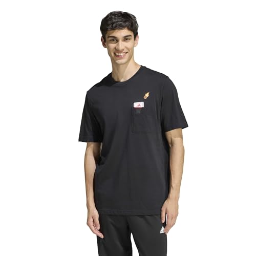 adidas Men's Mini Embroidery Basketball Graphic T-Shirt, Black, Large