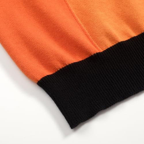 OXKNIT Men's Knit Short Sleeve Shirts 1960s Vintage Gradient Stripes Knitted Polo Shirt Black V-Neck Cotton Mens Polo