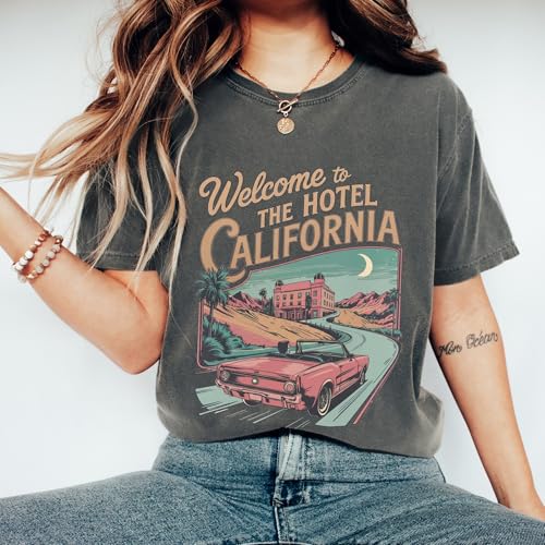 FITIN Retro 70s Rock Shirt, Vintage Washed Tee California Graphic, Road Trip Desert Art T-Shirt
