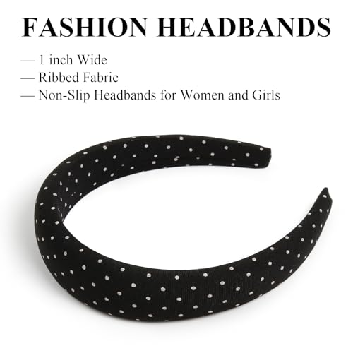 Huachi Polka Dot Headbands for Women Non Slip Trendy Headbands for Women’s Hair Cute Headband for Girls, Elastic Hair Bands for Womens Fashion Accessories for Women 4PCS