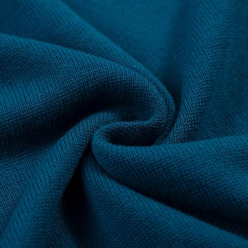 OXKNIT Men's Knit Short Sleeve Shirts Vintage Rocket Planet Embroidered Knitted Polo Shirt Blue V-Neck Cotton Mens Polo