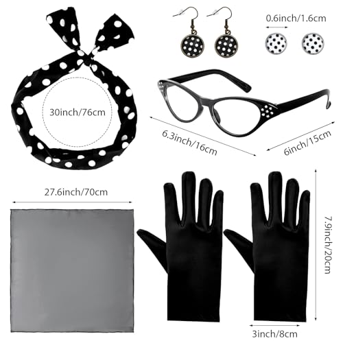 Bcxfbxd 7 Pcs 50's Women Costume Accessories Set for Girls