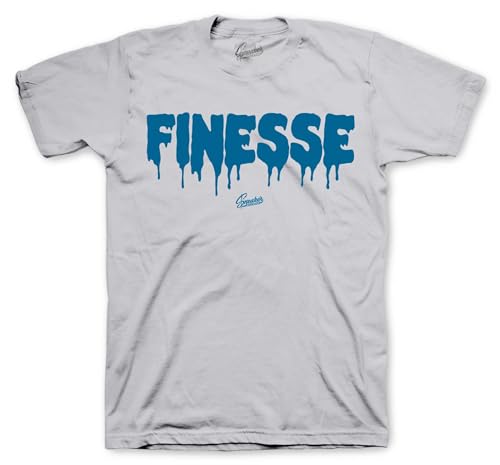 Sneaker Tees to Match Retro 4 Industrial Blue Military Sneakers - Finesse Shirt (US, Alpha, Medium, Regular, Regular, Grey)