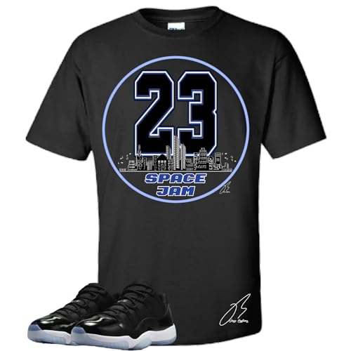 Shirt to Match Jordan Retro 11 Space/Jam/Black, 23 Unisex Sneaker Graphic Tee,Best Gift (XL, Black)