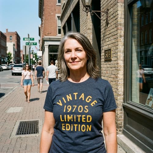 Womens Vintage 1970s Limited Edition T Shirt Funny Cool 1970 Theme Classic Tee for Ladies Funny T Shirts Cool Vintage Top Women's Novelty Tees Navy XL