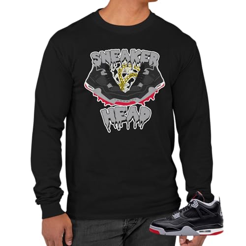 Tee Shirt to Match Jordan 4 Bred Reimagined Men's Retro Long Sleeve T-Shirt