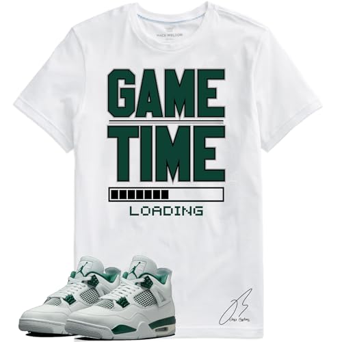 Shirt To Match Jordan Retro 4 Oxidized Green/White, Gametime Unisex Sneaker Graphic Tee,Best Gift,Birthday (M, White)