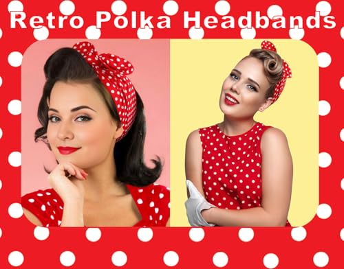 Huachi Red and White Polka Dot Headband for Women Retro 50s Bow Headband