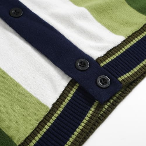 OXKNIT Men’s Knitted Vintage Polo, Gradient Stripe Short Sleeve Retro Polo Shirt for Men 60s&70s