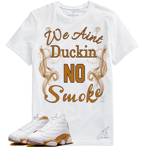 Shirt to Match Jordan Retro 13 Wheat/White,Smoke Unisex Sneaker Graphic Tee,Best Gift,Christmas (XL, White)