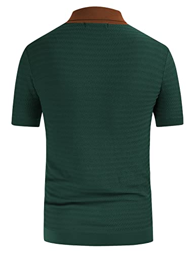 PJ PAUL JONES 70s Clothes for Men Retro Sweater Polo Shirts Striped Summer T-Shirts Dark Green L